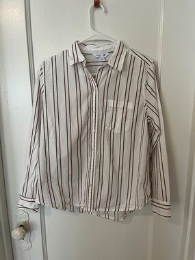 Old Navy Cream Shirt with Brown Stripes